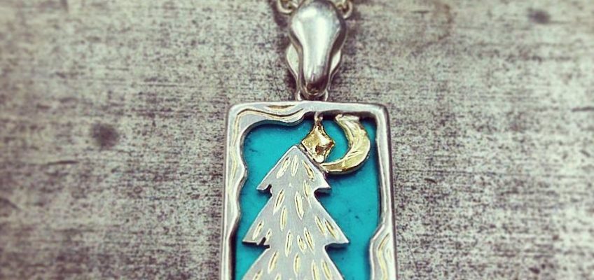 1点ものの天然石シリーズ その3・ターコイズのリバーシブルペンダント